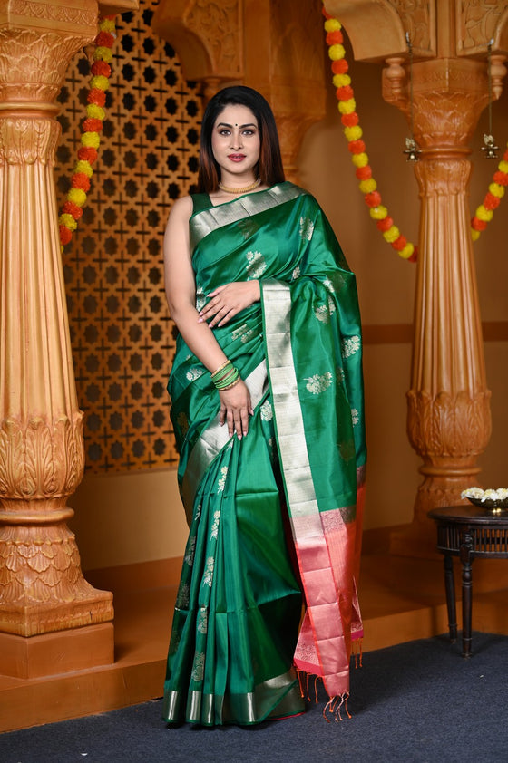 Durva Premium ~ Limited Edition Top Quality Pure Mulberry Silk Saree Leaf Green
