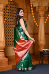 Durva Premium ~ Limited Edition Top Quality Pure Mulberry Silk Saree Leaf Green