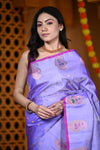 Durva Premium ~ Gadwal Pure Silk Handloom Saree in Lilac