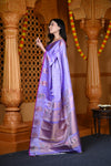 Durva Premium ~ Gadwal Pure Silk Handloom Saree in Lilac