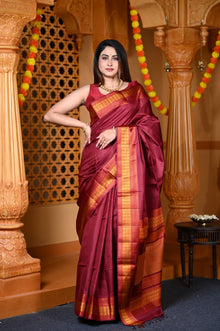  Durva Premium ~ Handloom Pure Soft Silk Saree in Maroon (Limited Edition)