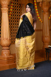 Durva Premium ~ Gadwal Pure Silk Handloom Saree in Black and Yellow
