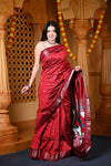 Durva Premium ~ Handloom Pure Silk Paithani Saree WIth Handcrafted Nath Pallu in Maroon (By Govt Certified Weavers)