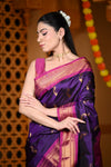 Durva Premium~ Handloom Pure Silk Paithani with Nath Buttis and Maharani Pallu in Violet Purple
