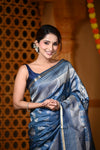 Durva Premium ~ Handloom Pure Silk Saree in Royal Sky Metallic Blue (Limited Edition)