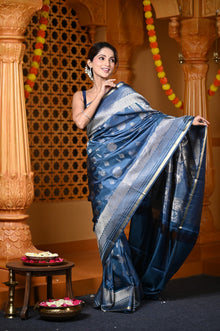  Durva Premium ~ Handloom Pure Silk Saree in Royal Sky Metallic Blue (Limited Edition)