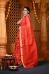 Durva Premium ~ Handloom Cotton Silk Ikkat Saree in Shades of Red