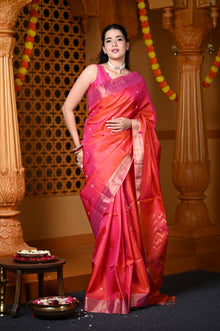  Durva Premium ~ Designer Handloom Pure Soft Silk Saree in Kyoto Red (Limited Edition)