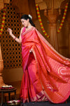 Durva Premium ~ Designer Handloom Pure Soft Silk Saree in Kyoto Red (Limited Edition)