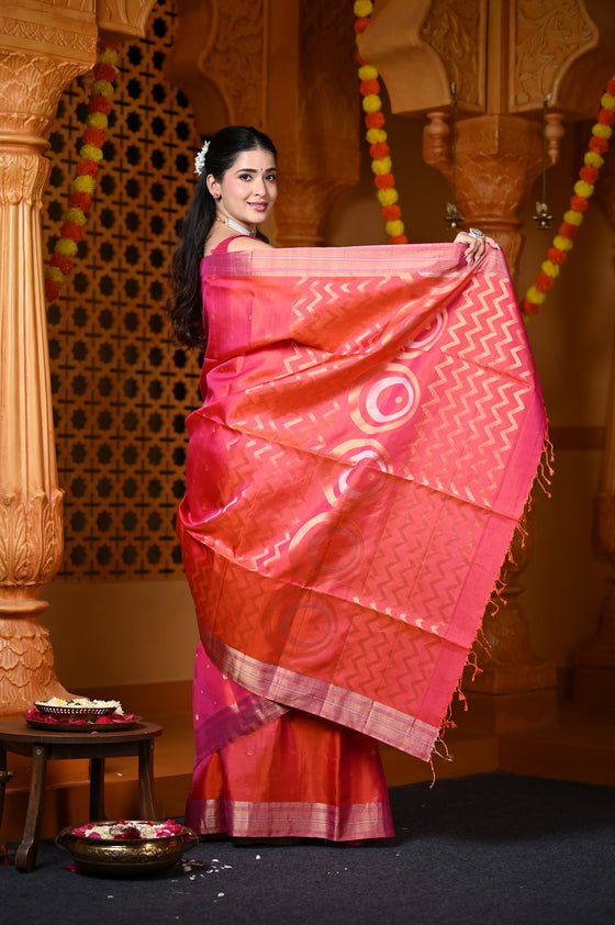 Durva Premium ~ Designer Handloom Pure Soft Silk Saree in Kyoto Red (Limited Edition)