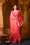 Durva Premium ~ Designer Handloom Pure Soft Silk Saree in Kyoto Red (Limited Edition)