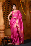 Durva Premium ~ Handloom Pure Mulberry Silk Saree in Rani Pink (Limited Edition)