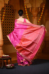 Durva Premium ~ Handloom Pure Mulberry Silk Saree in Rani Pink (Limited Edition)