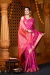 Durva Premium ~ Handloom Pure Mulberry Silk Saree in Rani Pink (Limited Edition)