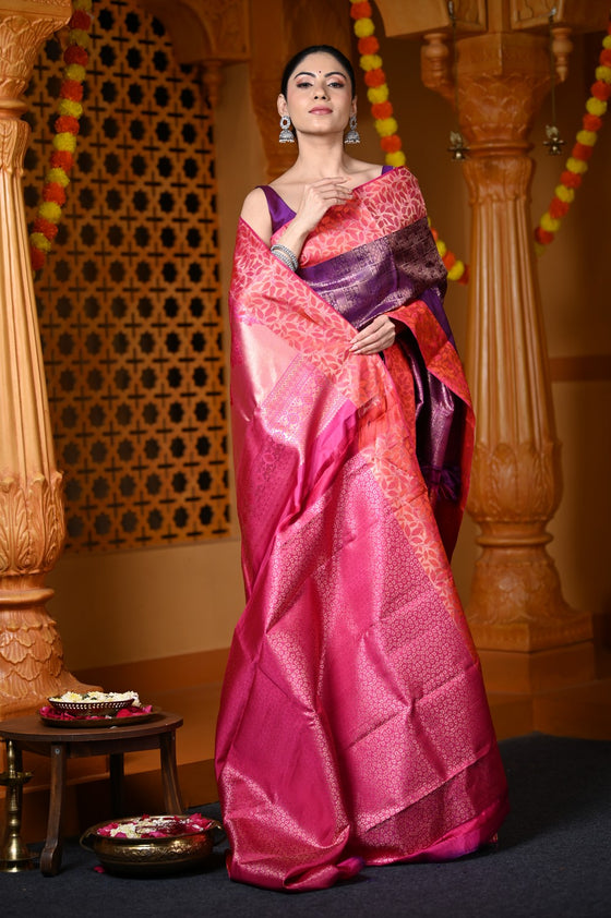 Durva Premium ~ Handloom Pure Silk Kanjeevaram Tissue Saree in Purple Pink (Limited Edition)