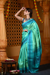 Durva Premium ~ Handloom Pure Soft Silk Saree in Turquoise Blue (Limited Edition)
