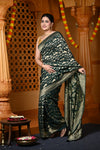 Durva Premium~ Viscose Hand-dyed Rangkaath Saree in Dark Green