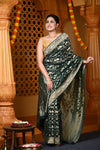Durva Premium~ Viscose Hand-dyed Rangkaath Saree in Dark Green