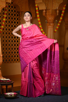 Durva Premium ~ Handloom Pure Soft Silk Saree in Flamingo Pink (Limited Edition)