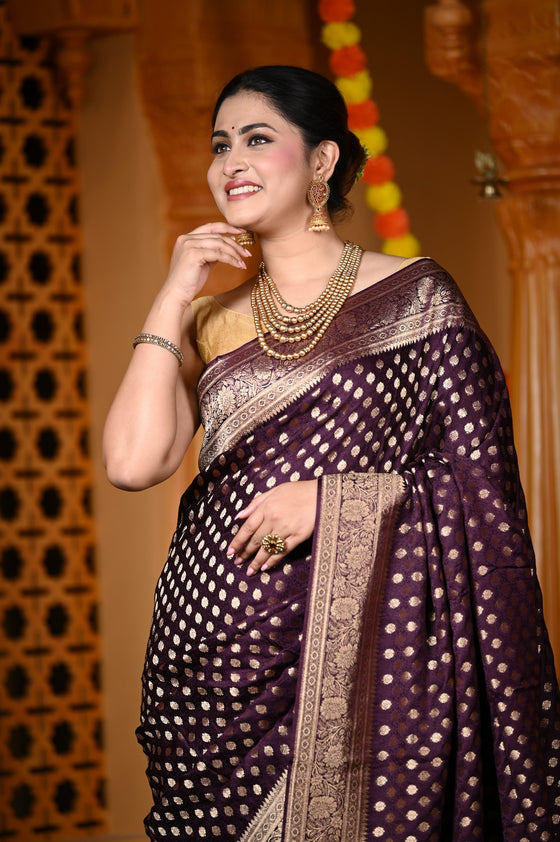 Durva Premium~ Viscose Hand-dyed Rangkaath Saree in Violet