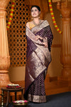 Durva Premium~ Viscose Hand-dyed Rangkaath Saree in Violet