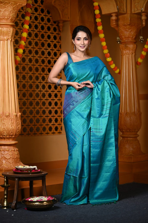 Durva Premium ~ Handloom Pure Soft Silk Saree in Sapphire Blue (Limited Edition)