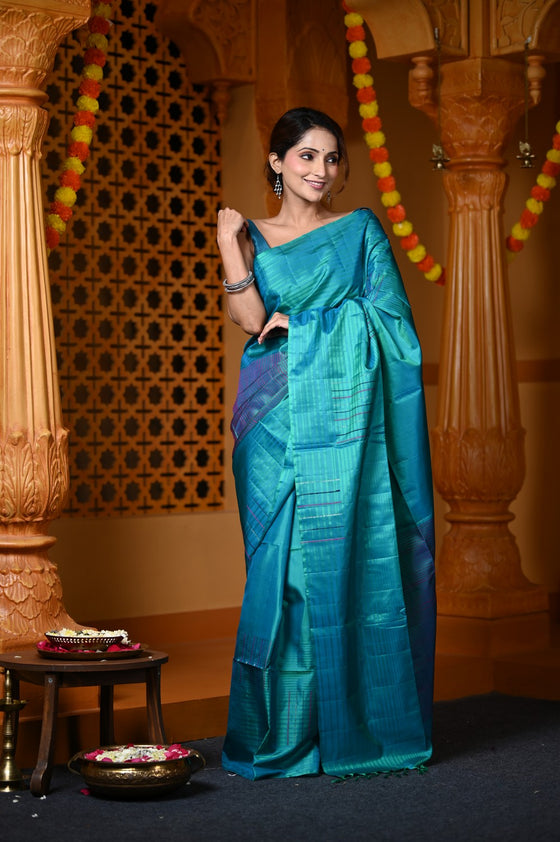 Durva Premium ~ Handloom Pure Soft Silk Saree in Sapphire Blue (Limited Edition)