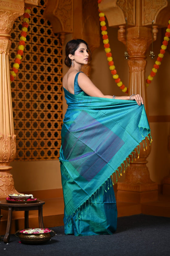 Durva Premium ~ Handloom Pure Soft Silk Saree in Sapphire Blue (Limited Edition)
