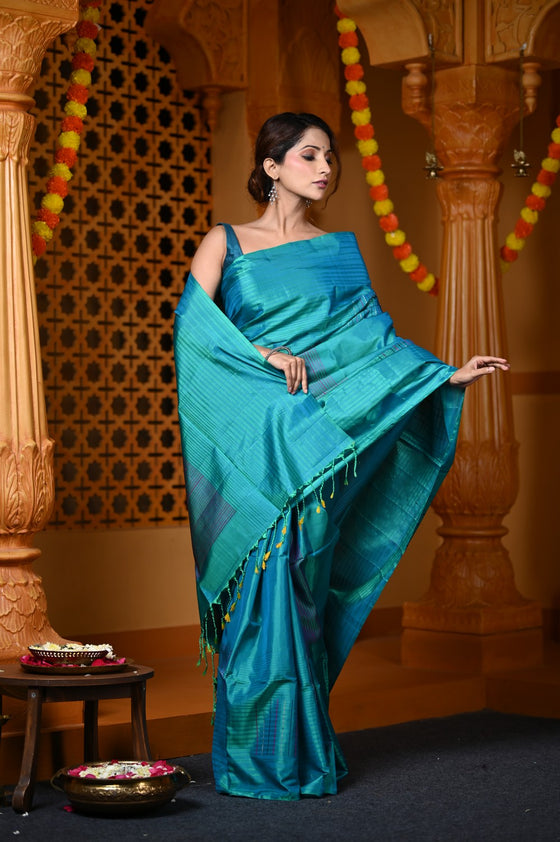 Durva Premium ~ Handloom Pure Soft Silk Saree in Sapphire Blue (Limited Edition)