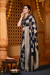 Durva Premium~ Viscose Hand-dyed Rangkaath Saree in Checkerds Black Gold