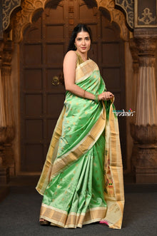  Parampara Revival ~ Handloom Pure Silk Maharani Paithani with Majestic Maharani Pallu in Sea Green