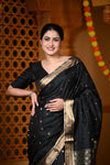 Durva Premium ~ Handloom Pure Soft Silk Saree in Black (Limited Edition)