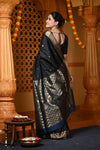 Durva Premium ~ Handloom Pure Soft Silk Saree in Black (Limited Edition)