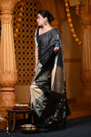 Durva Premium ~ Handloom Pure Soft Silk Saree in Black Grey (Limited Edition)