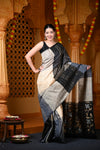 Durva Premium ~ Handloom Pure Soft Silk Saree in Black Grey (Limited Edition)