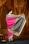 Durva Premium ~ Handloom Pure Soft Silk Saree in Magenta Pink (Limited Edition)