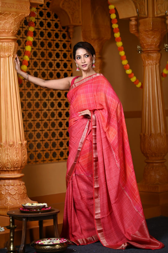 Durva Premium ~ Handloom Pure Soft Silk Saree in Peach Pink (Limited Edition)