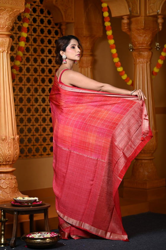 Durva Premium ~ Handloom Pure Soft Silk Saree in Peach Pink (Limited Edition)
