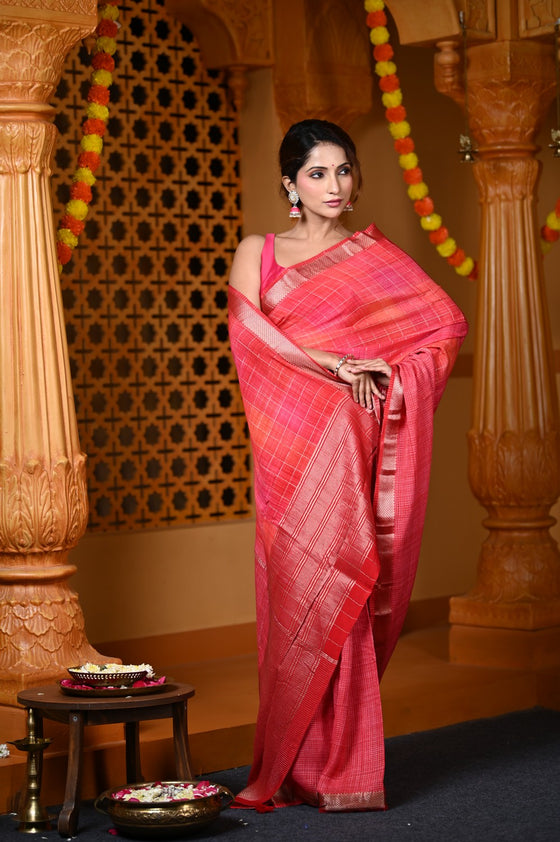 Durva Premium ~ Handloom Pure Soft Silk Saree in Peach Pink (Limited Edition)