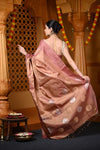 Durva Premium ~ Handloom Pure Soft Silk Tissue Saree in Slaked Brown (Designer Limited Edition)