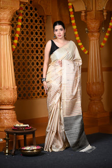  Durva Premium ~ Handloom Pure Soft Silk Saree in Ivory (Limited Edition)