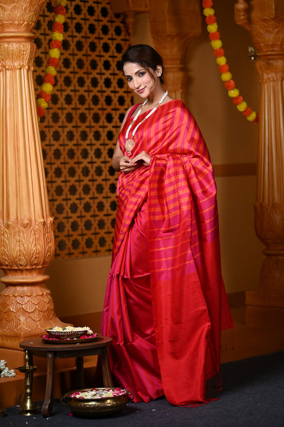 Durva Premium ~ Handloom Pure Soft Silk Saree in Shades of Red (Limited Edition)