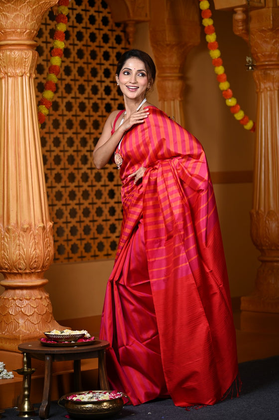 Durva Premium ~ Handloom Pure Soft Silk Saree in Shades of Red (Limited Edition)