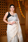 Durva Premium ~ Handloom Cotton Silk with Sleek Designer Border in White