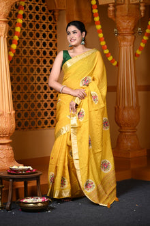  Durva Premium~ Viscose Hand-dyed Rangkaath Saree in Ginseng Yellow