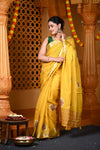Durva Premium~ Viscose Hand-dyed Rangkaath Saree in Ginseng Yellow
