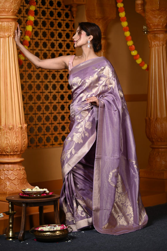 Durva Premium~ Viscose Hand-dyed Rangkaath Saree in Lavender