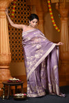 Durva Premium~ Viscose Hand-dyed Rangkaath Saree in Lavender