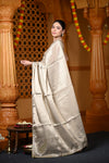 Durva Premium ~ Viscose Tissue Saree with Hand-Embroidered Gota Patti in Ivory