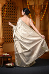 Durva Premium ~ Viscose Tissue Saree with Hand-Embroidered Gota Patti in Ivory
